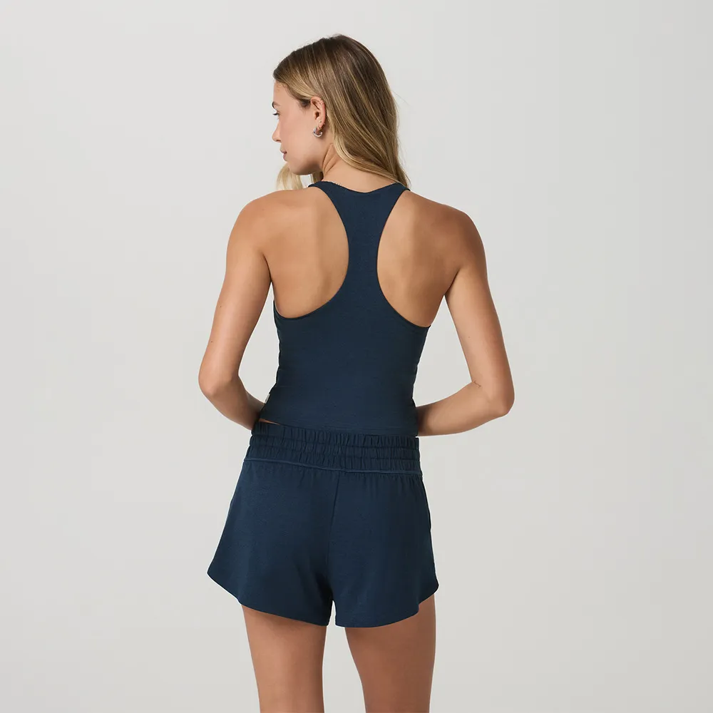 VUORI Women's Halo Performance Crop 2.0 BLUE COAST HEATHER
