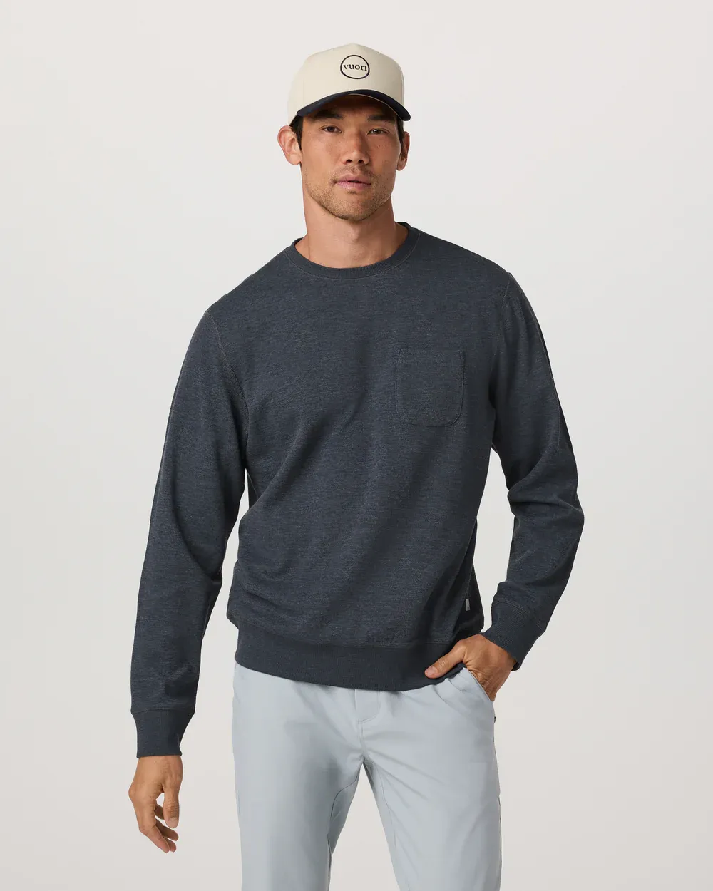 VUORI Men's Jeffreys Crew 2.0 NAVY HEATHER